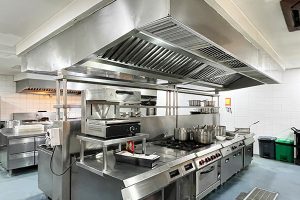 Commercial Kitchen exhaust hood system with grease buildup